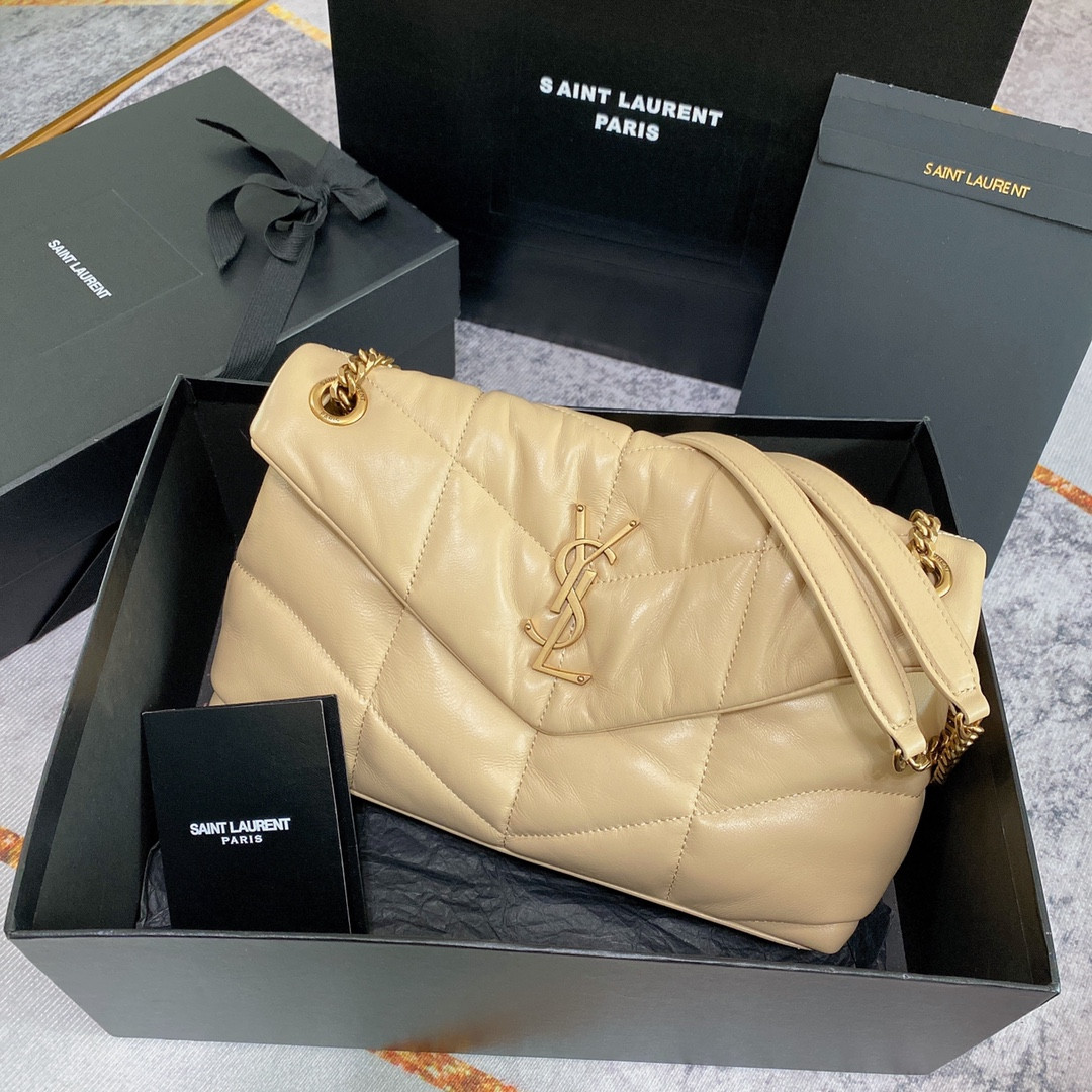 Y51 PUFFER SMALL IN NAPPA LEATHER BEIGE 11.4 X 6.6 X 4.3 INCHES