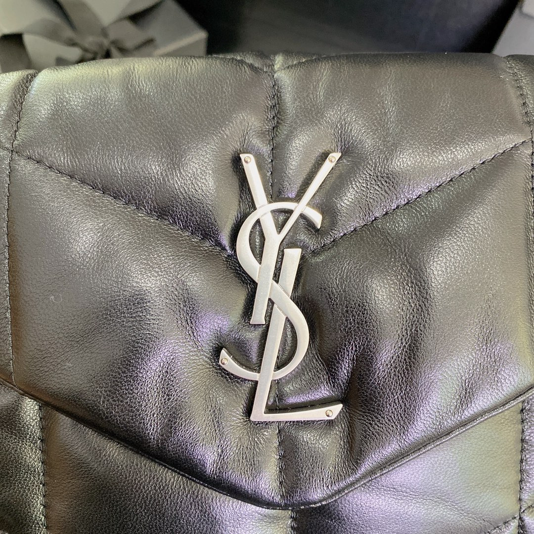 Y51 PUFFER SMALL IN NAPPA LEATHER BLACK SILVER 11.4 X 6.6 X 4.3 INCHES