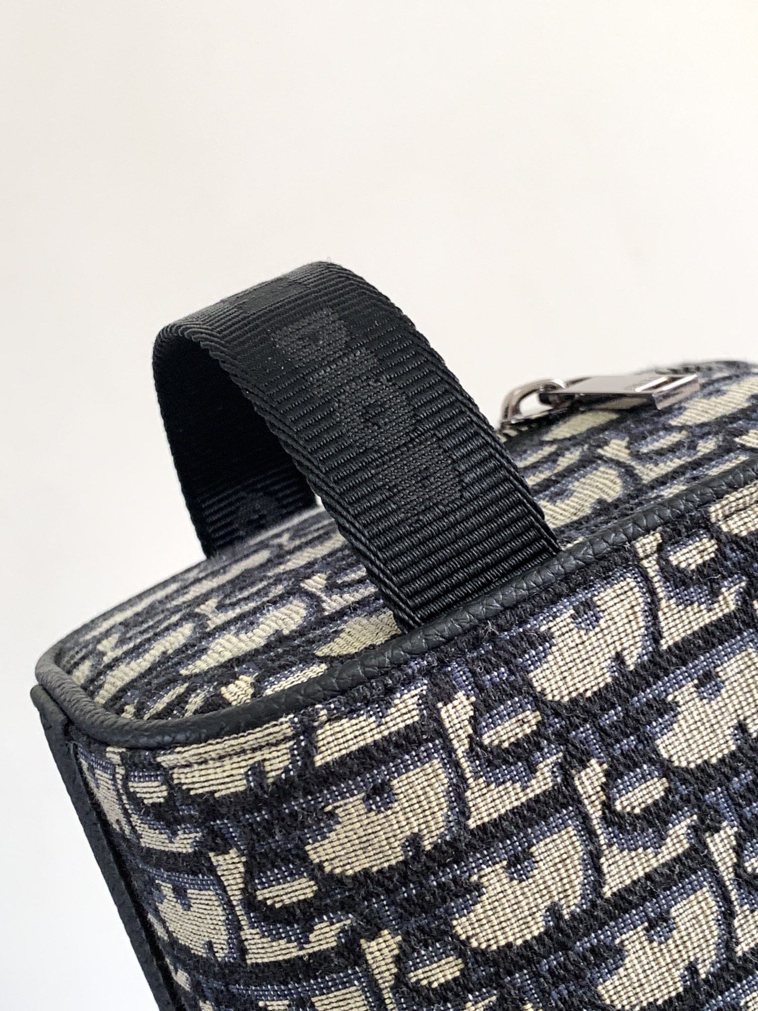 D10r Lingot Toiletry Bag Beige and Black D10r Oblique Jacquard 8.5 x 5 x 4 inches