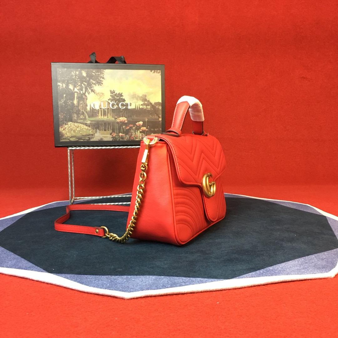 Gvc*1 GG MARMONT SMALL SHOULDER BAG RED 10"W x 6"H x 3"D