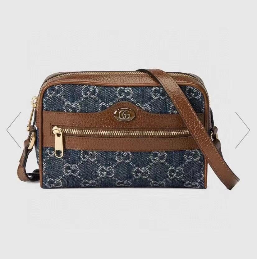 gvc*1 ophidia gg mini top handle bag De*1m blue 6.8 w x 4.7 h x 2.1 d