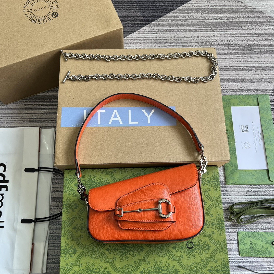 Gvc*1 HORSEBIT 1955 MINI SHOULDER BAG ORANGE 7.7"W x 5-3.1"H x 2.4-1.2"D