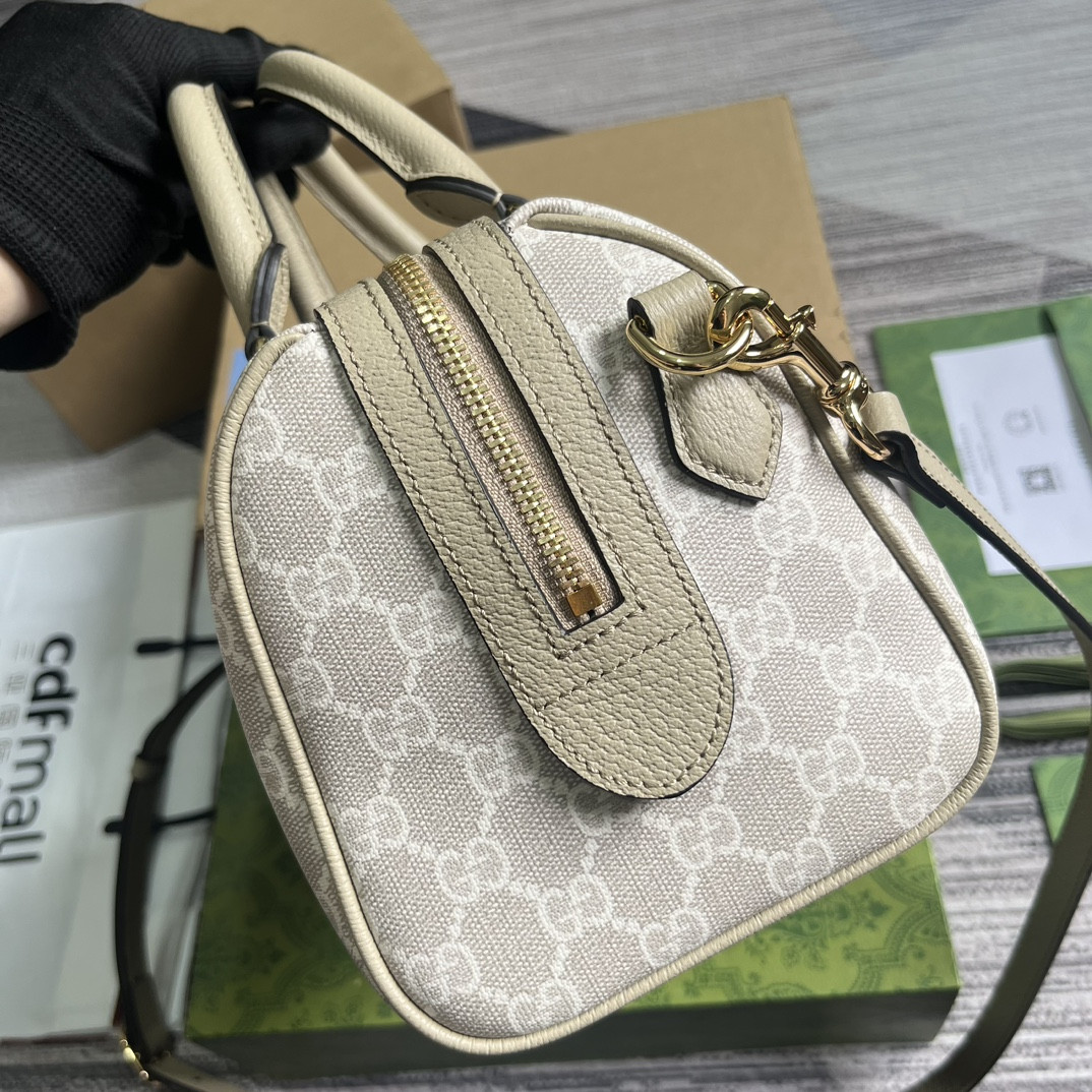 Gvc*1 OPHIDIA GG MINI TOP HANDLE BAG Beige and white 8.4"W x 5.5"H x 4.5"D
