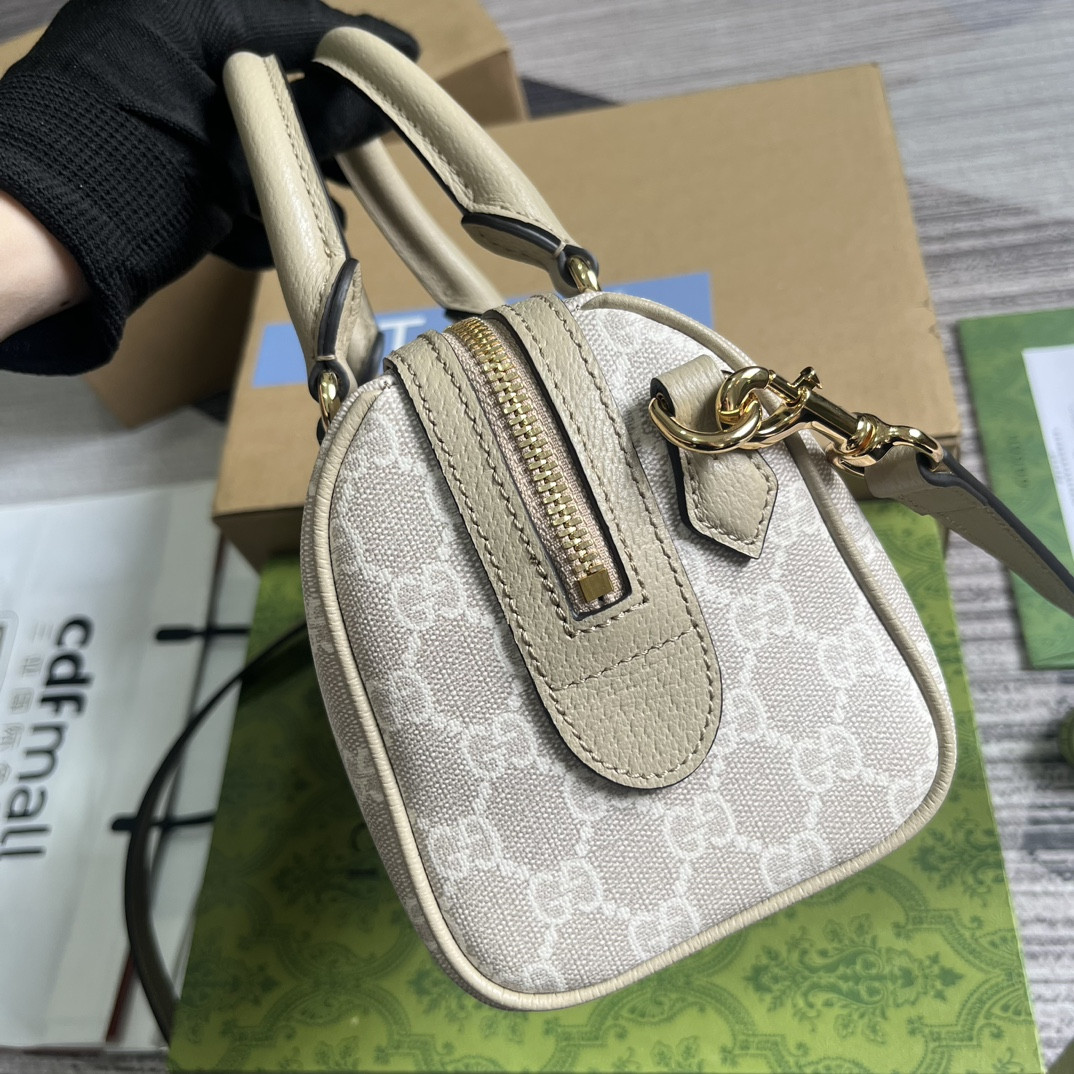 Gvc*1 OPHIDIA S*pER MINI BAG Beige and oatmeal 6.5"W x 3.9"H x 3.5"D