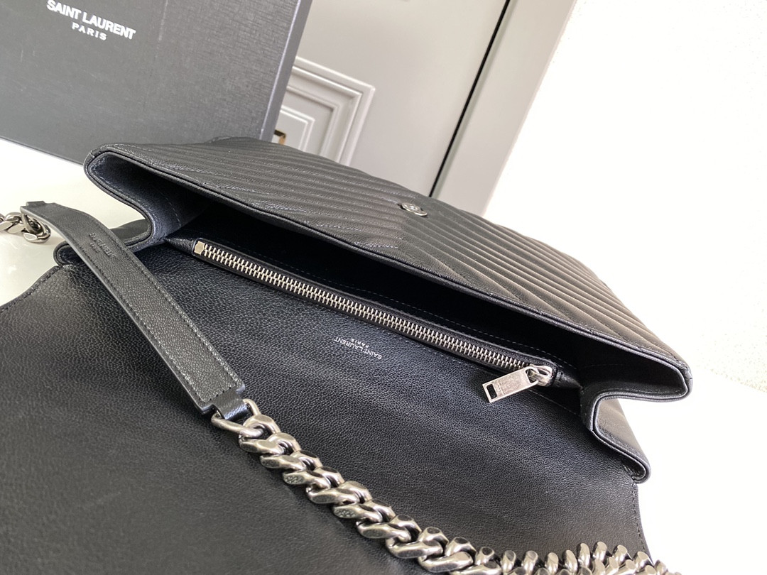 Y51 COLLEGE LARGE IN QUILTED LEATHER BLACK SILVER 32X21X8 CM