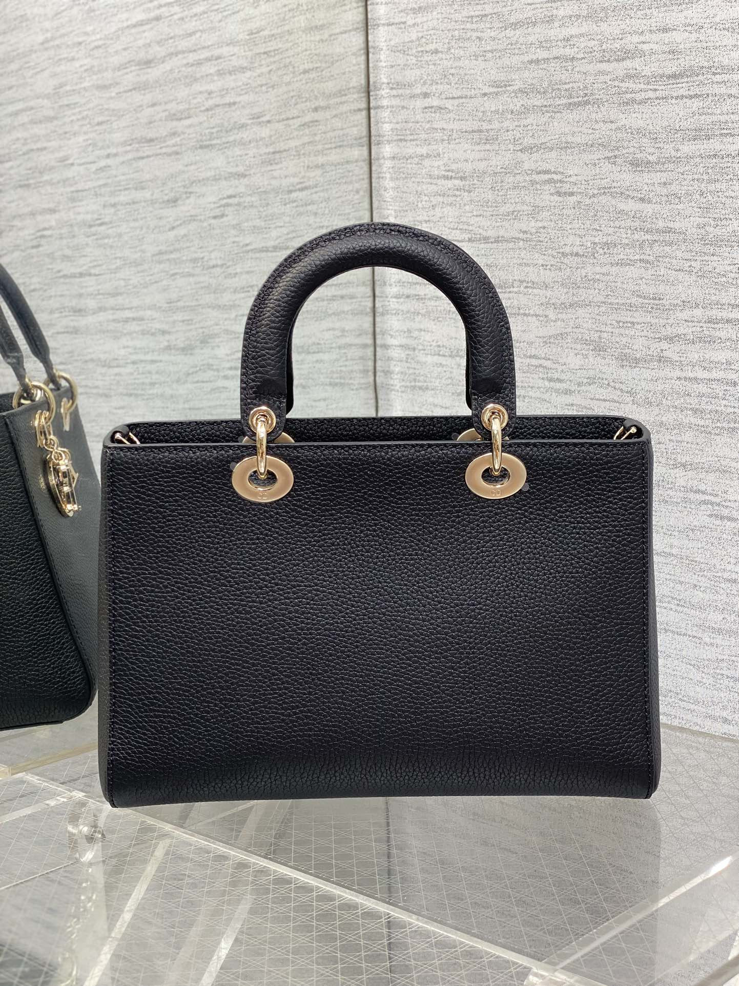 Medium Lady D-Sire My ABCD10r Bag  Black Bull Leather 12 x 8 x 5 inches