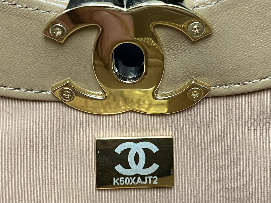 Ch**el SHOPPING BAG Shiny Lambskin & Gold-Tone Metal 11.7 × 11.3 × 3.5 in