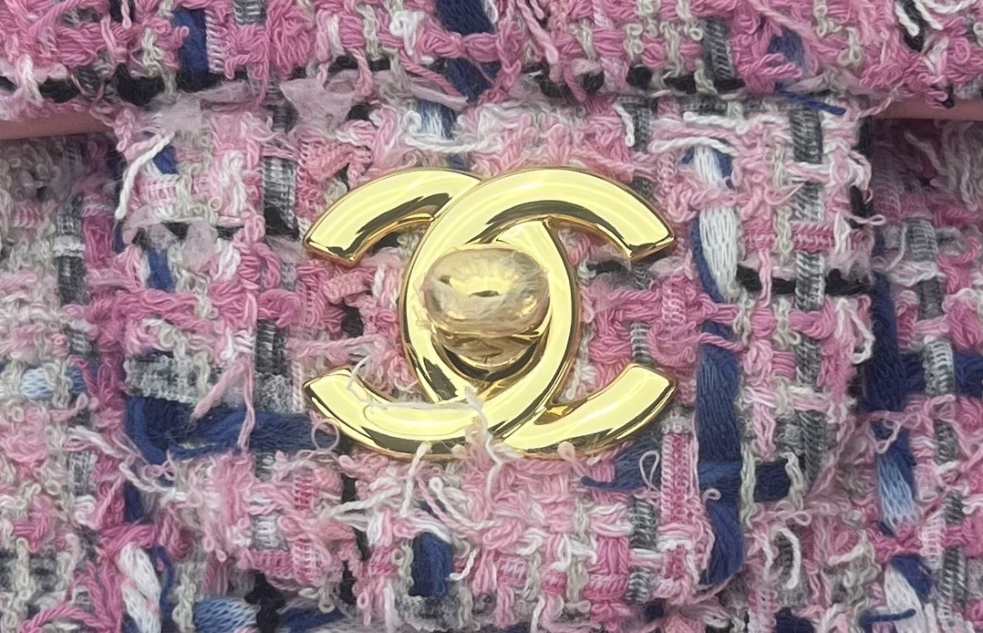 Ch**el classic 11.12 handbag tweed & gold-tone metal 6 × 9.9 × 2.5 in