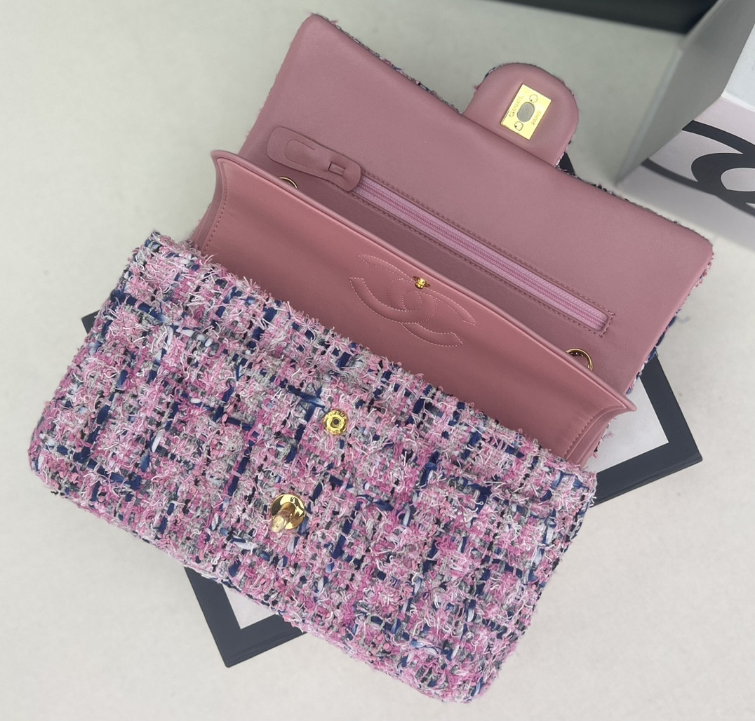 Ch**el classic 11.12 handbag tweed & gold-tone metal 6 × 9.9 × 2.5 in