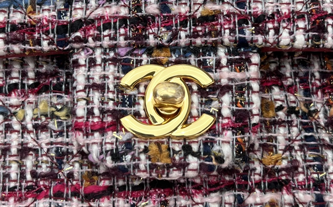 Ch**el classic 11.12 handbag tweed & gold-tone metal 6 × 9.9 × 2.5 in