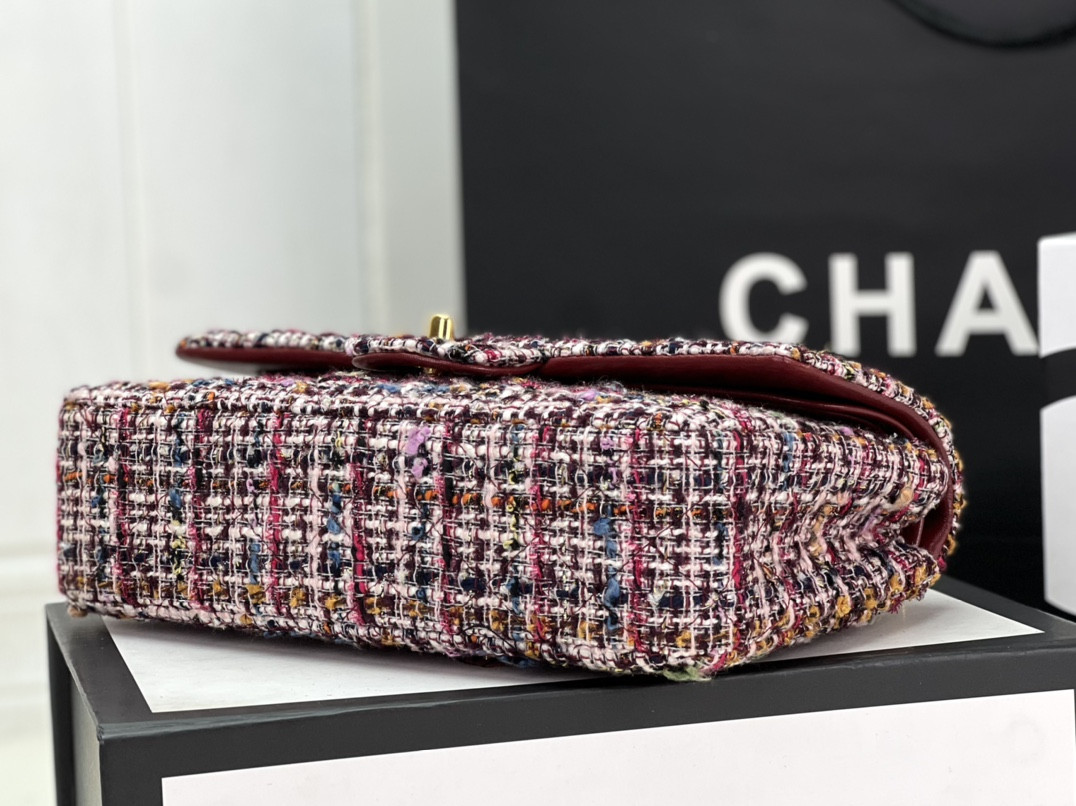 Ch**el classic 11.12 handbag tweed & gold-tone metal 6 × 9.9 × 2.5 in