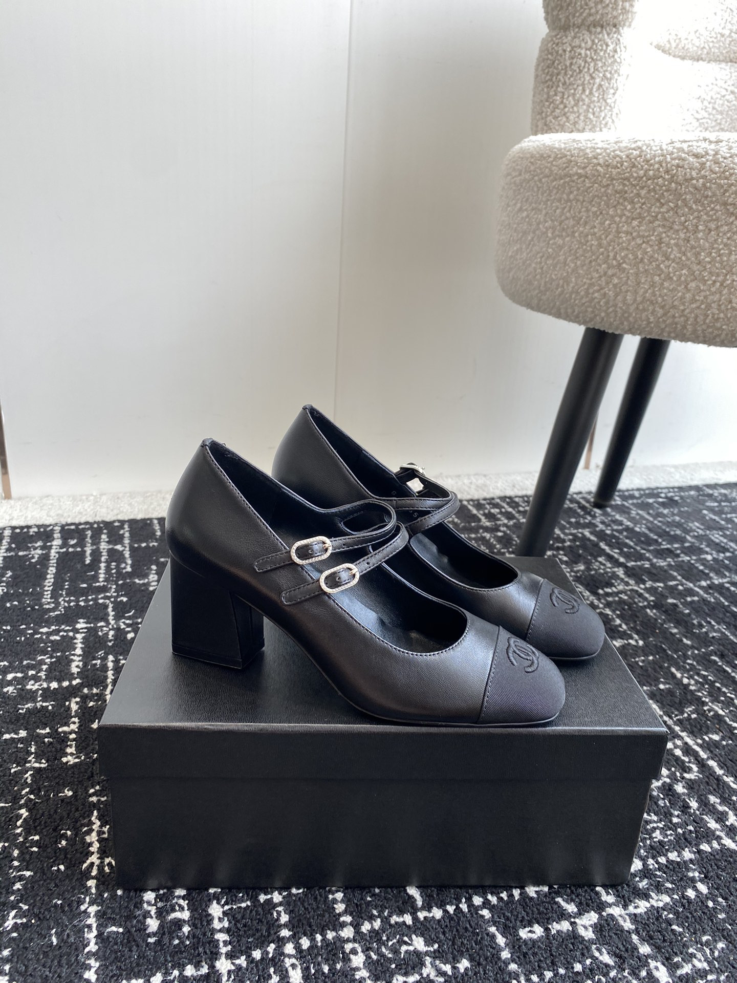 UA Ch**el MARY JANES Lambskin & Grosgrain
