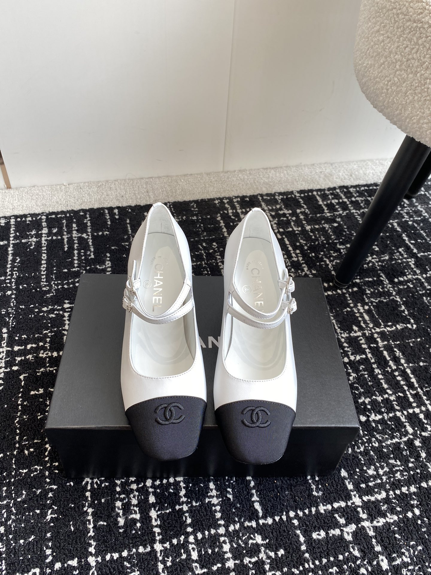 UA Ch**el MARY JANES Lambskin & Grosgrain