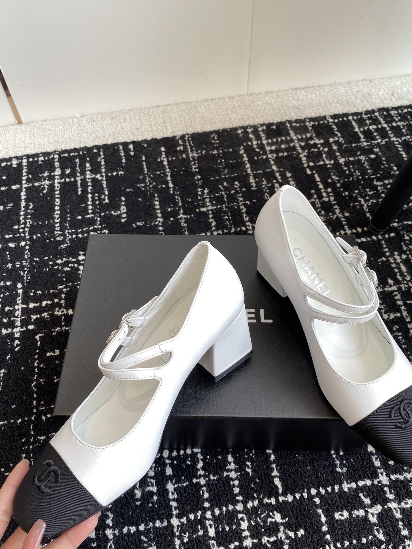 UA Ch**el MARY JANES Lambskin & Grosgrain