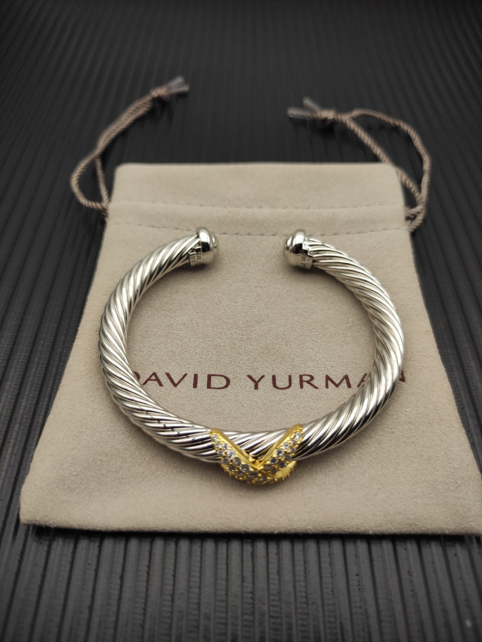 dau1d Yvrm*n color separation 7mm d1am0nd single x bracelet(wrist circumference 16-20cm)