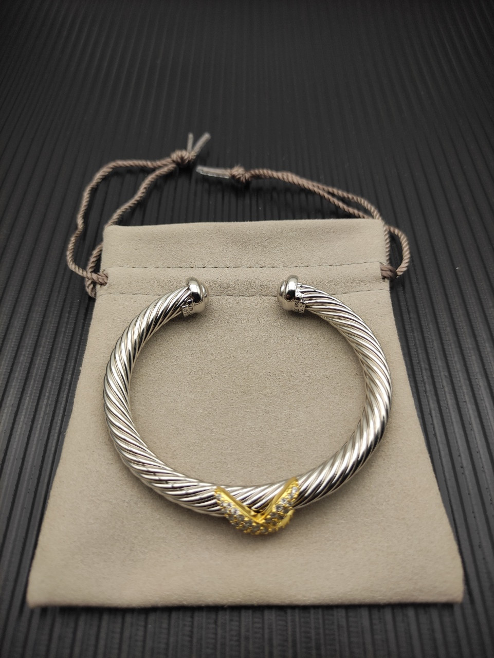 dau1d Yvrm*n color separation 7mm d1am0nd single x bracelet(wrist circumference 16-20cm)