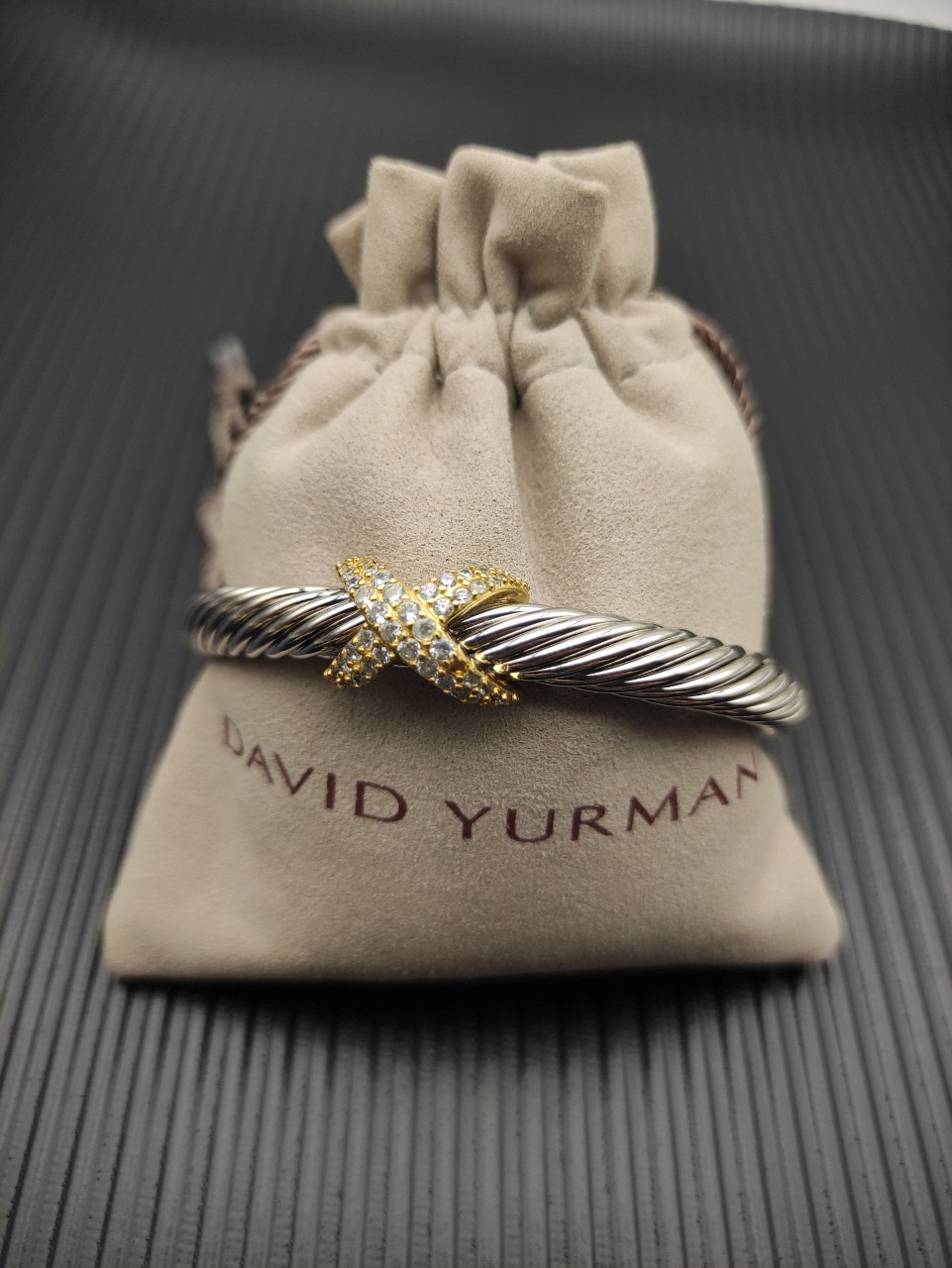 dau1d Yvrm*n color separation 7mm d1am0nd single x bracelet(wrist circumference 16-20cm)