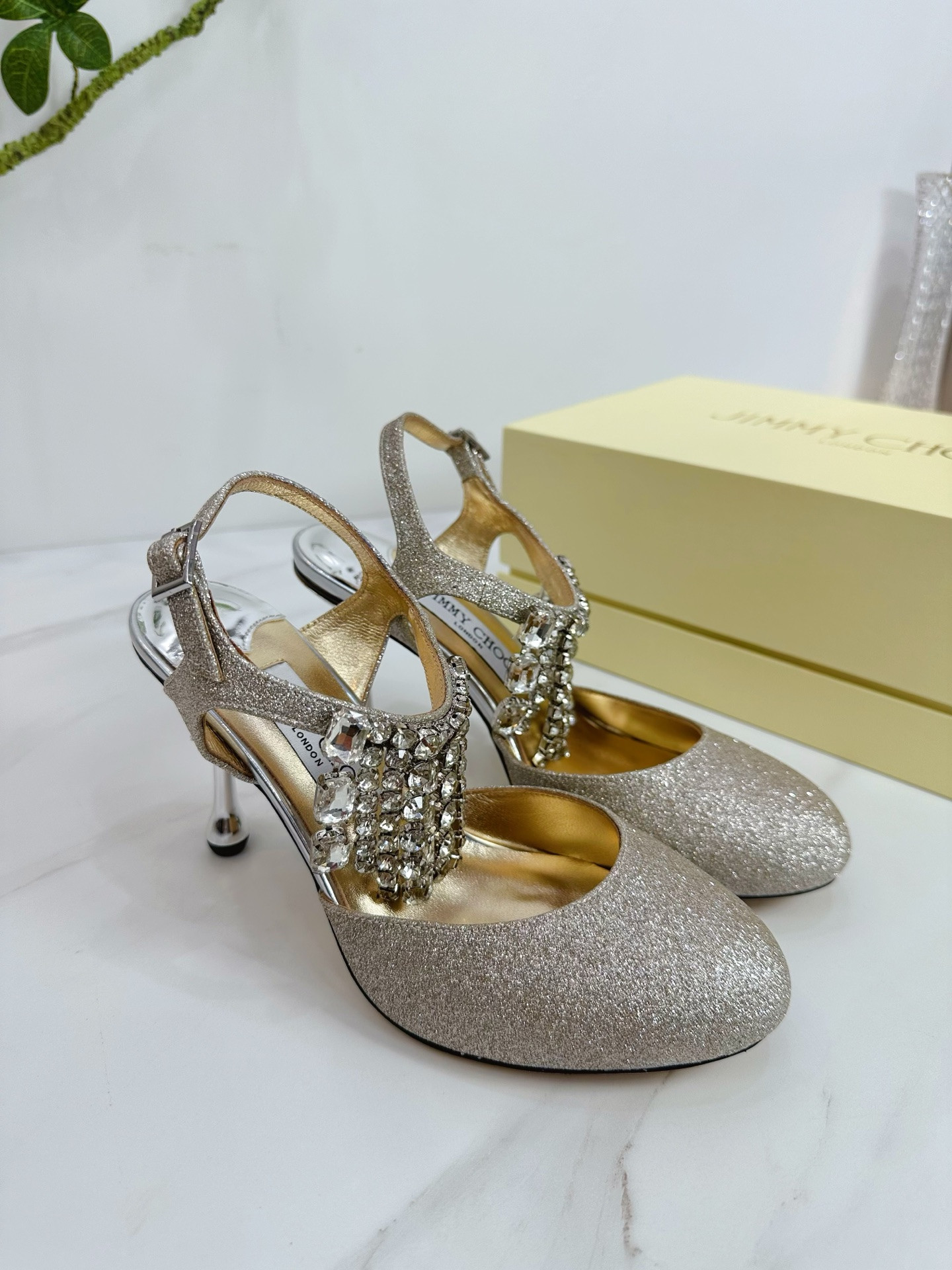 UA J1m*y Ch00 Verity Glitter Slingbacks 8.5cm