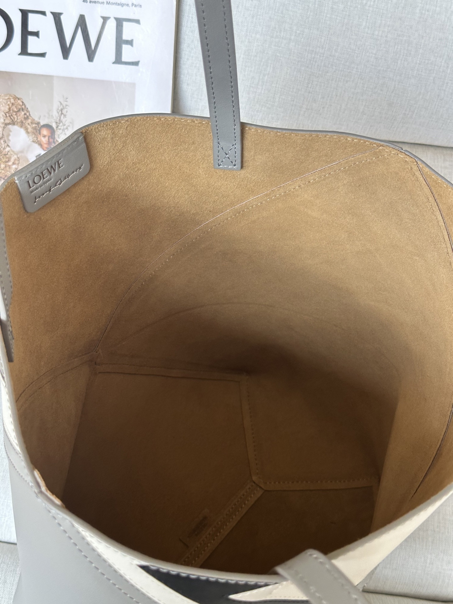 L0ew* x albers medium puzzle fold tote in nappa calfskin 31.5x25.5x14.5cm