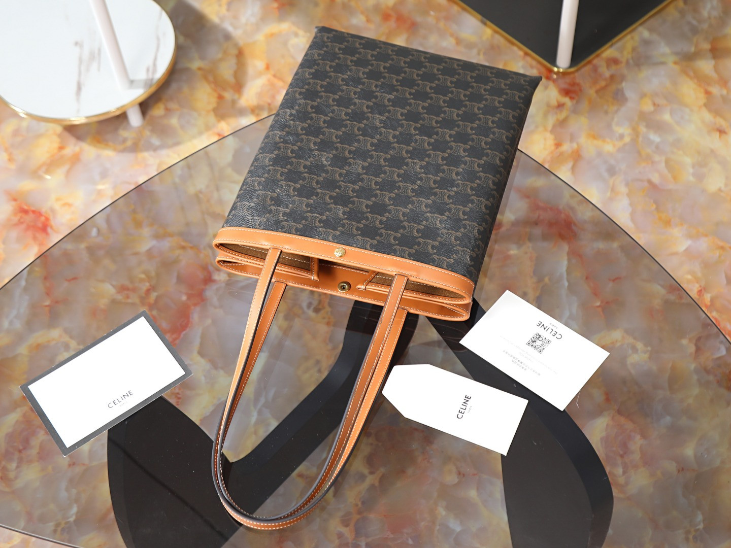 Ce1i*e flat shopper medium logo print handbag 28x33x0.5cm