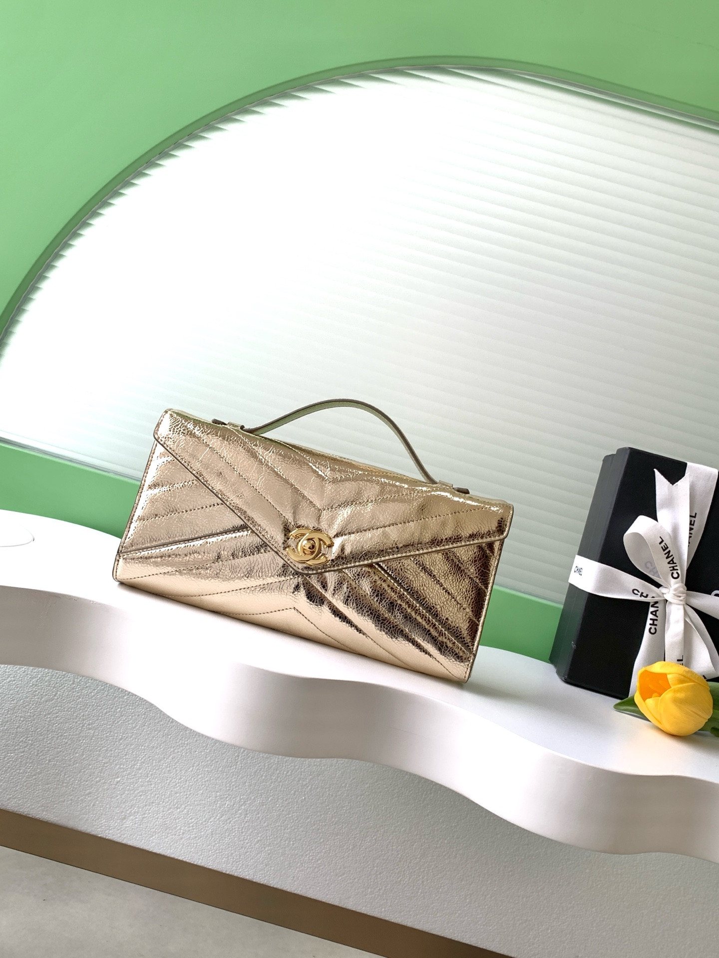 Ch**el holiday collection clutch 10x26x5cm