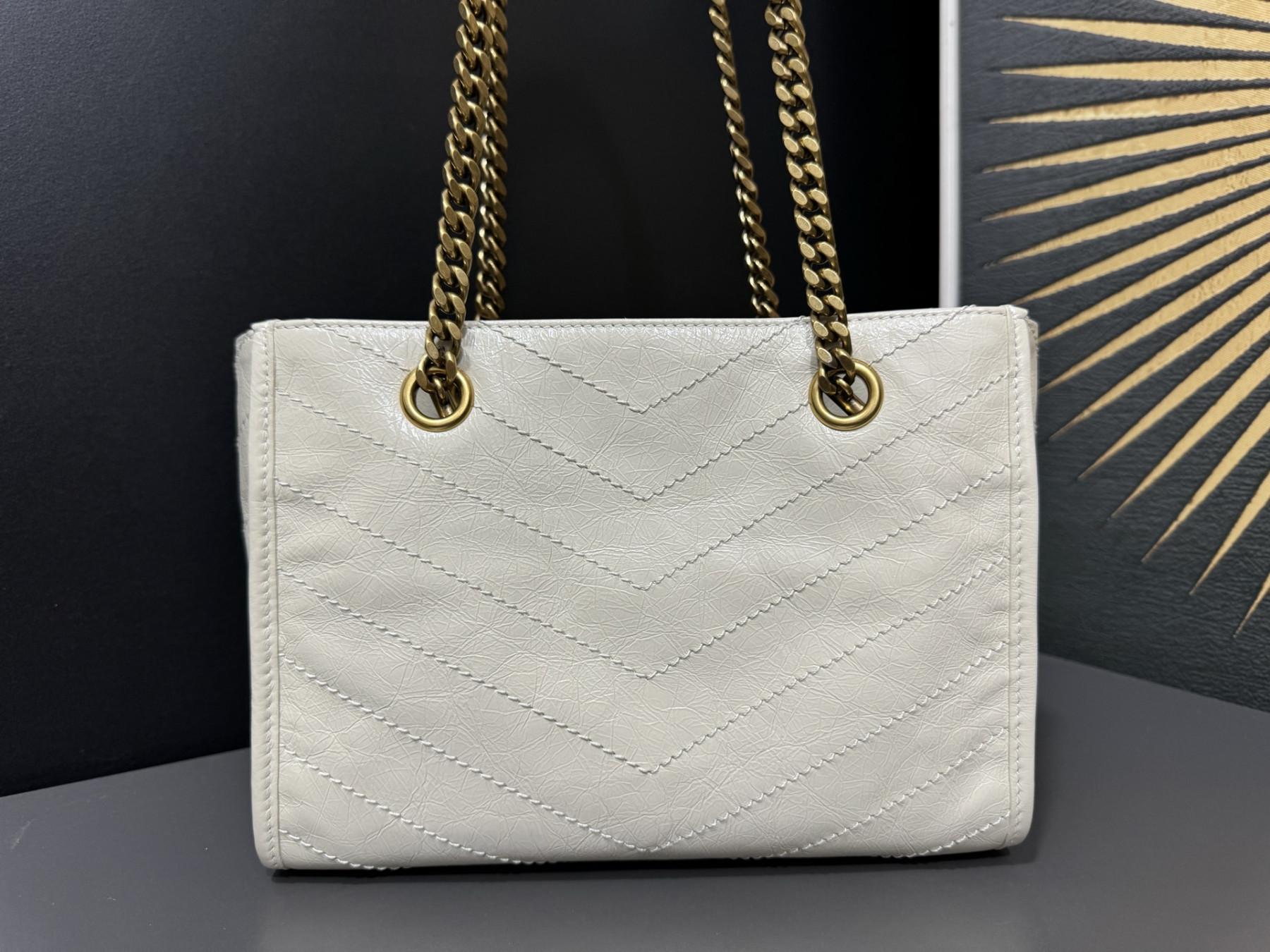 Y51 niki small shopping in vintage leather 25x19x10cm