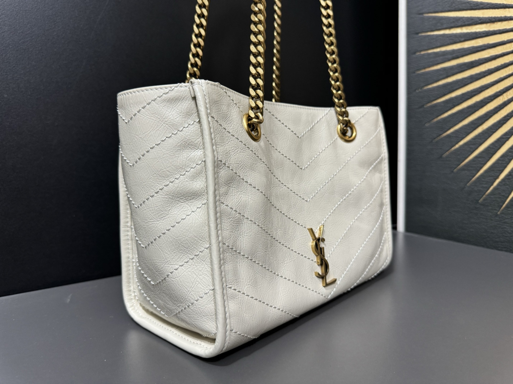 Y51 niki small shopping in vintage leather 25x19x10cm