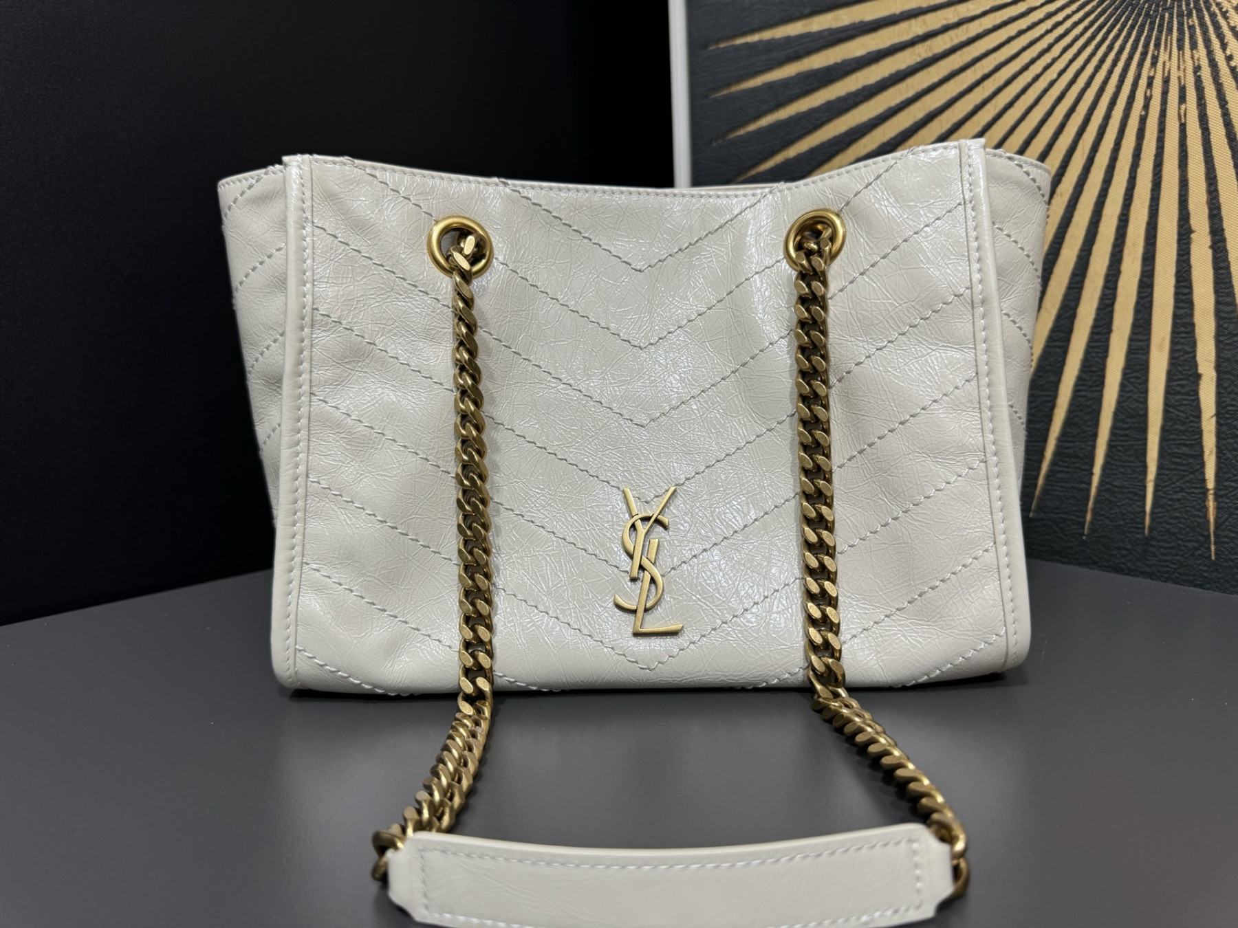 Y51 niki small shopping in vintage leather 25x19x10cm