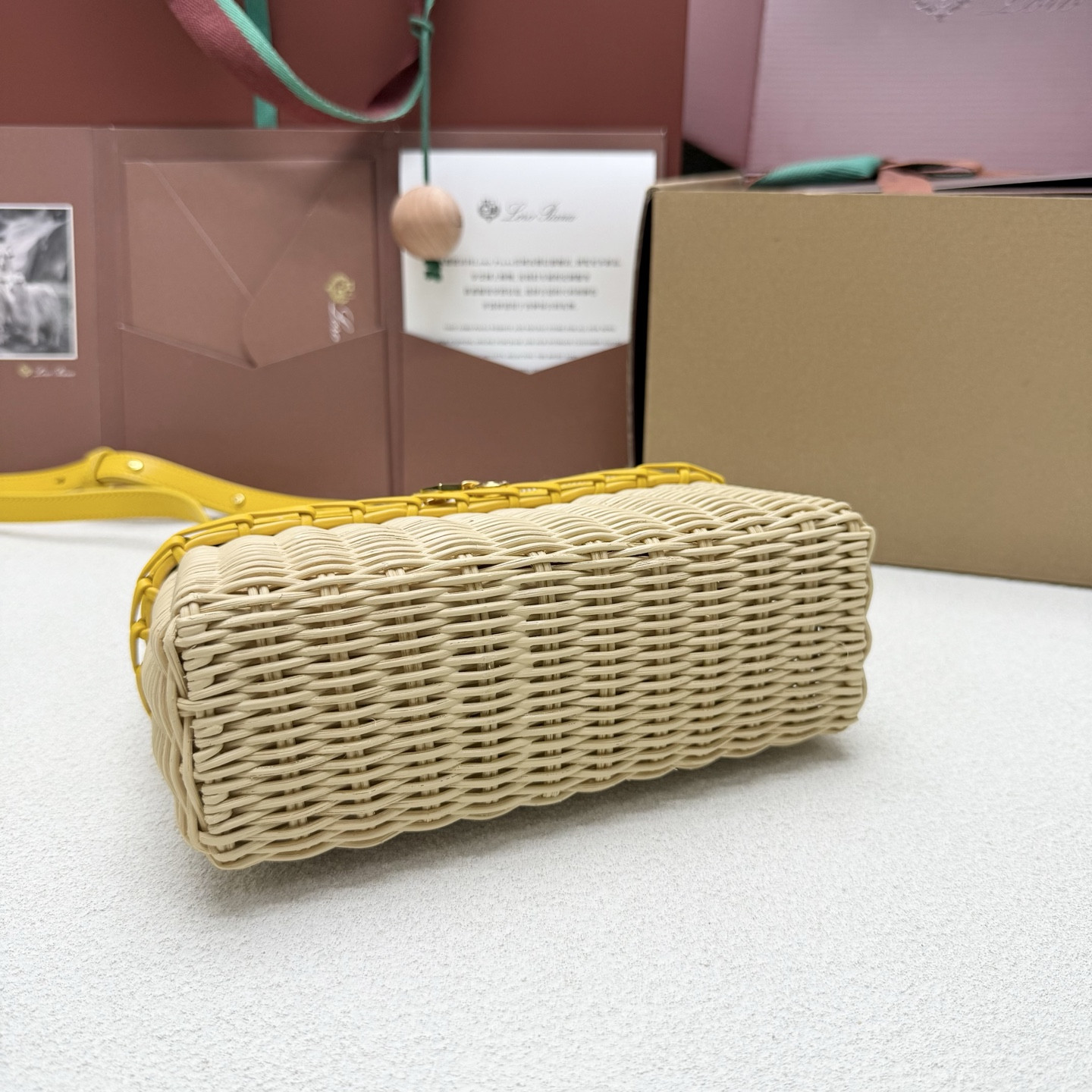 L0r0 P1ana extra pocket l19 wicker bag 19 x 11.5 x 7cm